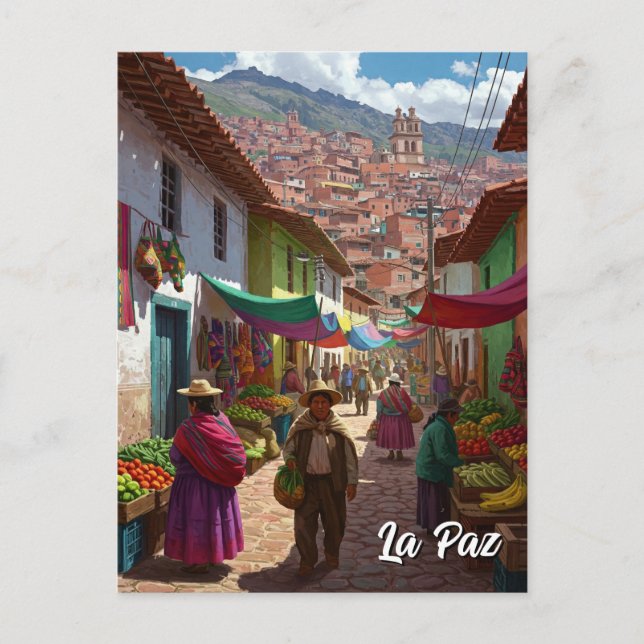Carte Postale Marché à La Paz Bolivie Travel (Devant)