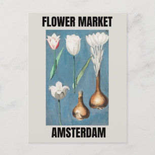 Carte Postale Marché aux fleurs Amsterdam Vintage Tulip