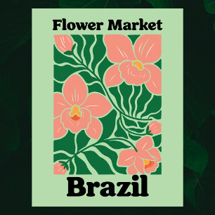 Carte Postale Marché aux fleurs de Brésil Orchidée pêche Tropica