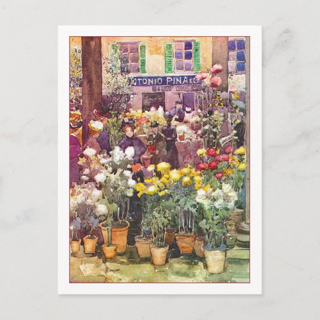 Carte Postale Marché aux fleurs italiennes par Maurice Prenderga (Devant)