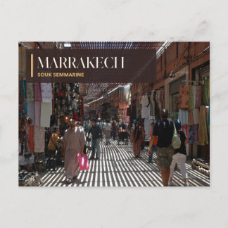 Carte Postale Marché de Marrakech Semmarine sous la lumière stri