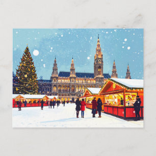Carte Postale Marché de Noël Autriche Vienne Hôtel de Ville Hive