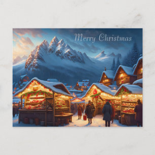 Carte Postale Marché de Noël en montagne - vacances sur mesure