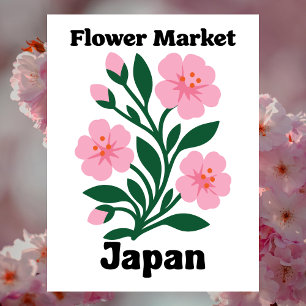 Carte Postale Marché des Fleurs du Japon Cerisier Rose