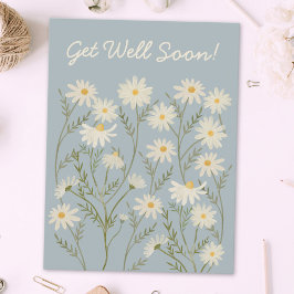 Carte Postale Marché Fleur De Marguerite Blanche Aquarelle Flora