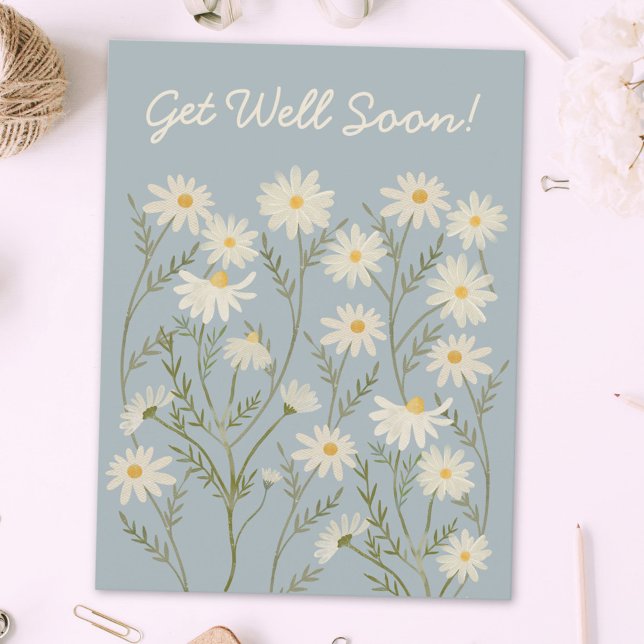 Carte Postale Marché Fleur De Marguerite Blanche Aquarelle Flora (Close up)