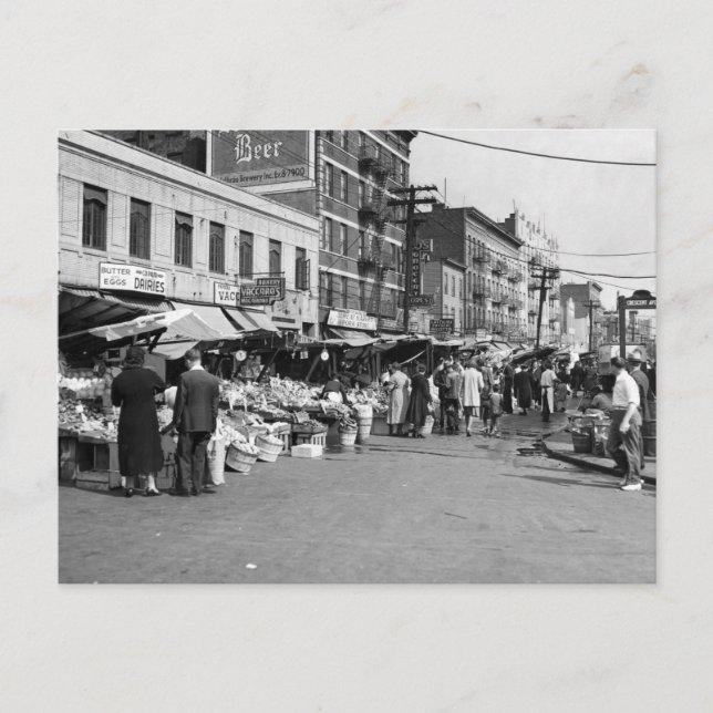 Carte Postale Marché Italien De Pushcart, Bronx : 1940 (Devant)