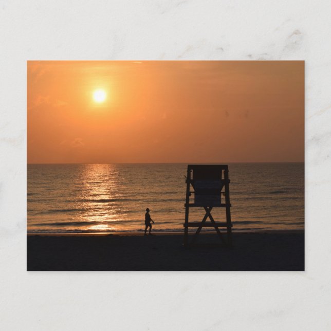 Carte Postale Marche matinale sur la plage (Devant)