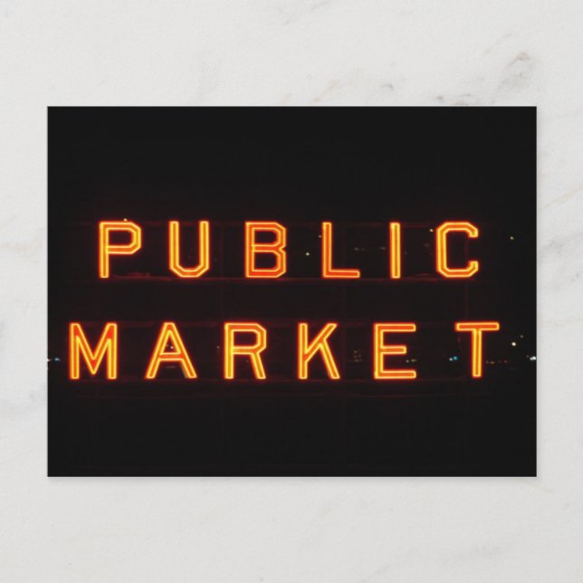 Carte Postale Marché Pike Place la nuit (Devant)