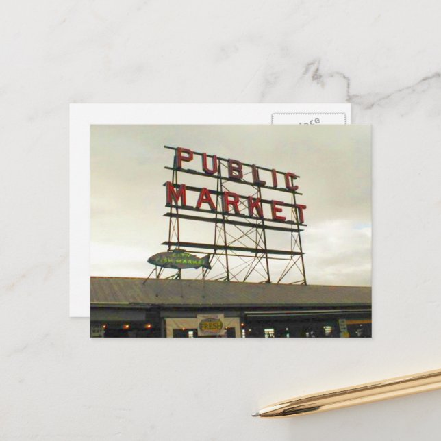 Carte Postale Marché public à Seattle, WA (Devant/Arrière en situation)