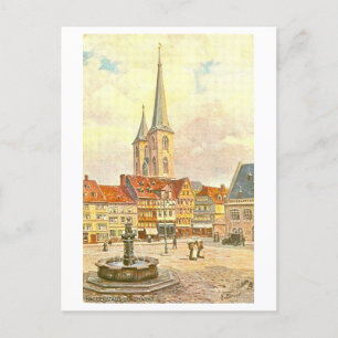 Carte Postale Marché vintage Halberstadt Allemagne