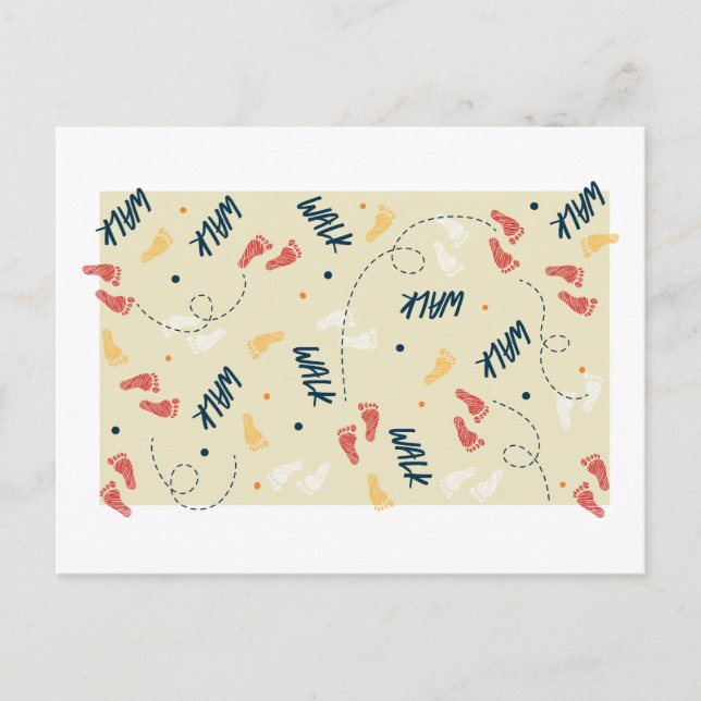 Carte Postale Marcher ensemble : Motif d'empreinte d'aventure (Devant)