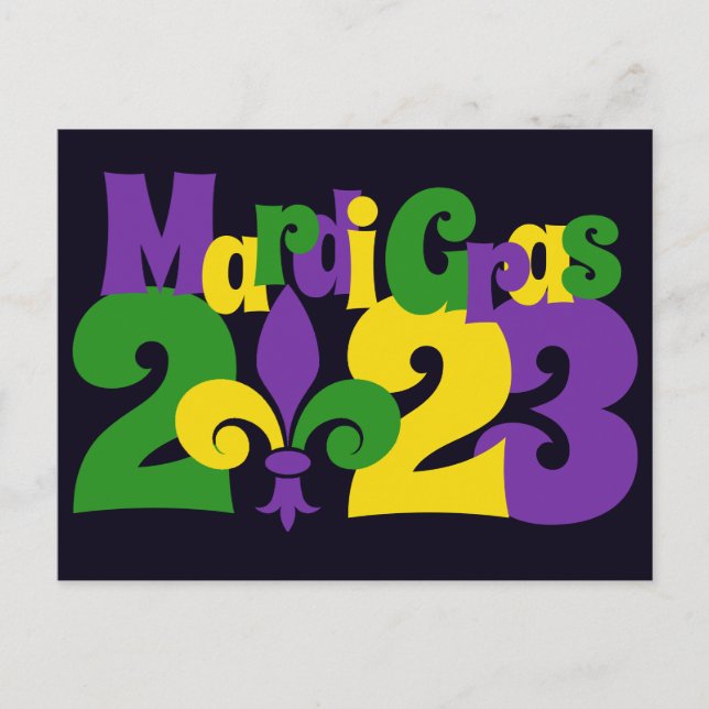 Carte postale Mardi Gras 2023 fleur-de-lis (Devant)