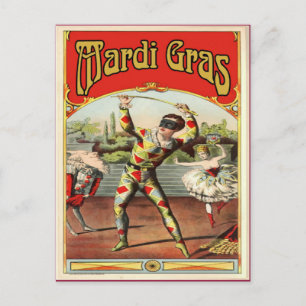 Carte Postale Mardi Gras Arlaquin classique