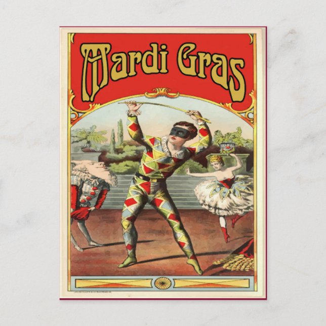 Carte Postale Mardi Gras Arlaquin classique (Devant)