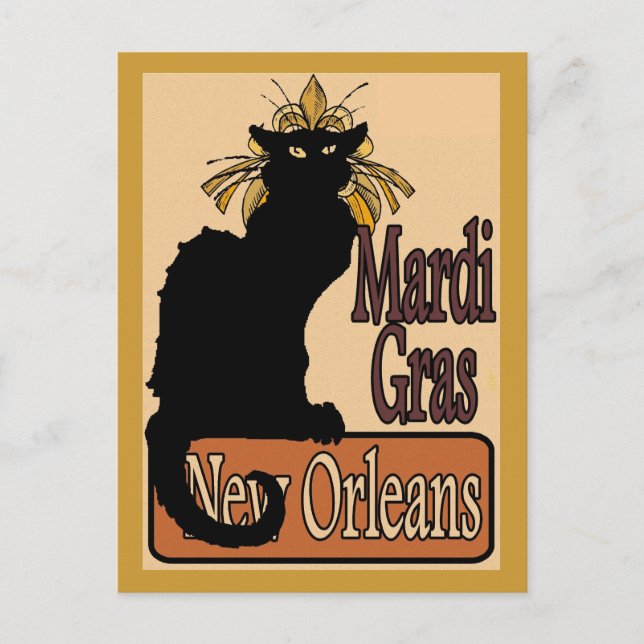 Carte postale Mardi Gras Chat Noir (Devant)