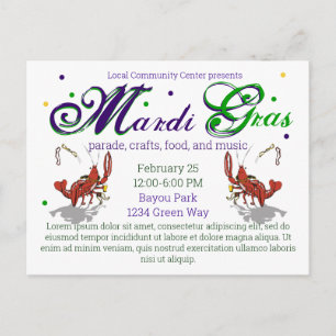 Carte Postale Mardi Gras Crawdads bière