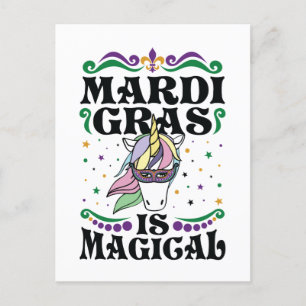 Carte Postale Mardi Gras Est Magique Cute Unicorn