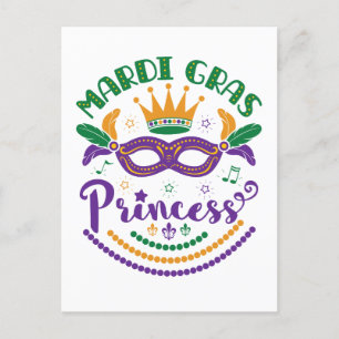Carte Postale Mardi Gras Princesse Mignonne Femme Carnaval