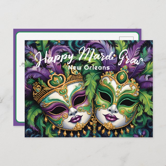 Carte Postale 💚 💜 💛 Mardi Gras Splendor (Devant / Derrière)