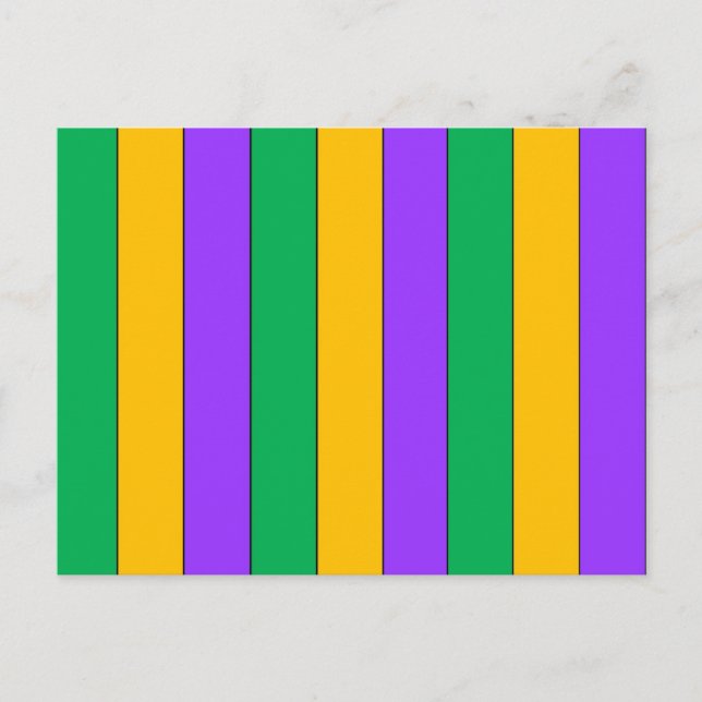 Carte Postale Mardi Gras Stripes Motif violet vert jaune (Devant)