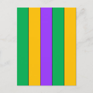 Carte Postale Mardi Gras Stripes Motif violet vert jaune