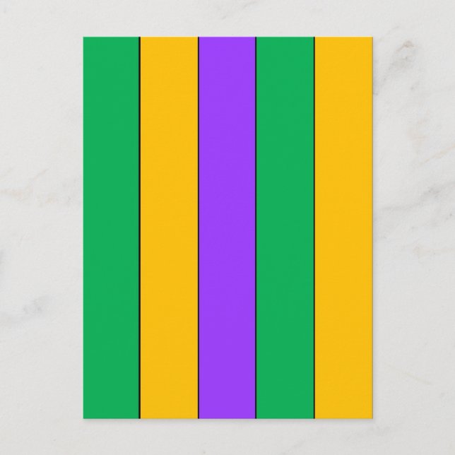 Carte Postale Mardi Gras Stripes Motif violet vert jaune (Devant)