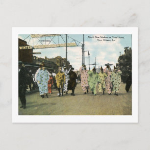 Carte Postale Mardi Gras sur Canal St, New Orleans Vintage