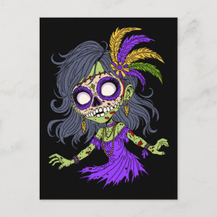 Carte Postale Mardi Gras Zombie