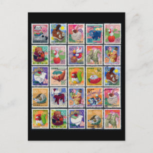 Carte Postale Mare Japon Année Motif de timbre animal