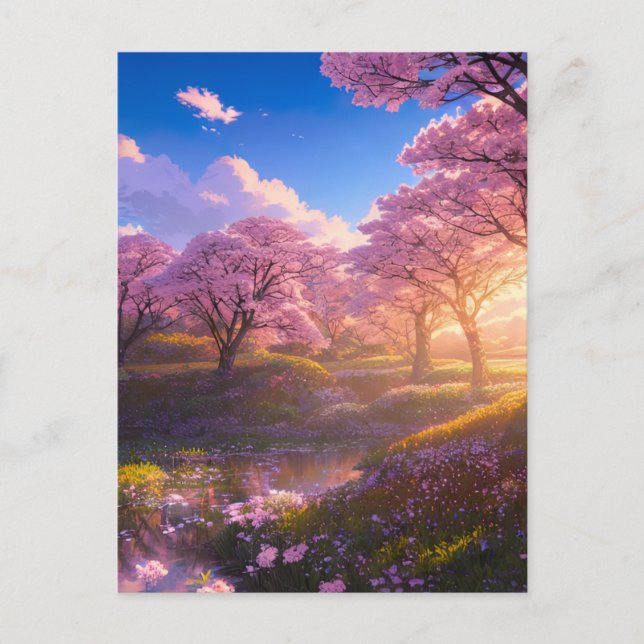 Carte Postale Marécage de fleurs de cerisier (Devant)