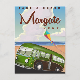 Carte Postale Margate Kent affiche de voyage de l'entraîneur vin