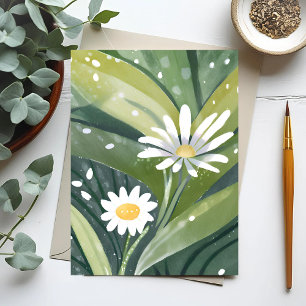 Carte Postale Marguerites de printemps   Floral blanc aquarelle