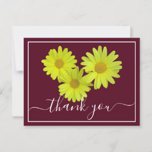 Carte Postale Marguerites Jaunes Merci Arrière - plan de vin col