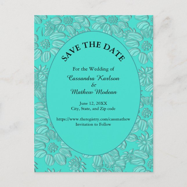 Carte Postale Marguerites romantiques Floral Turquoise Enregistr (Devant)