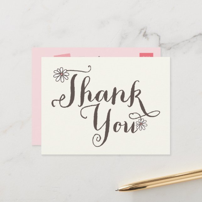 Carte Postale Marguerites sucrées Whimsical Merci d'anniversaire (Devant/Arrière en situation)