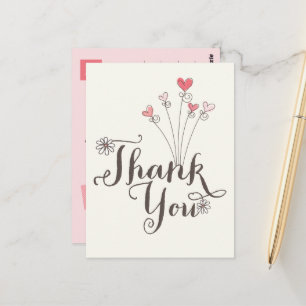 Carte Postale Marguerites Whimsical Coeurs roses Anniversaire Me