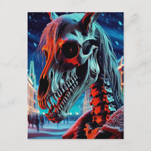 Carte Postale Mari Lwyd Skeleton Noël (Devant)