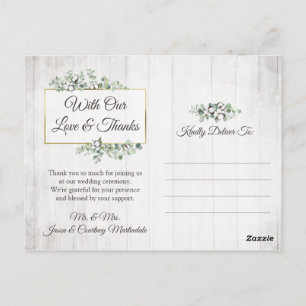 Carte Postale Mariage 3 photos du coton du sud Merci