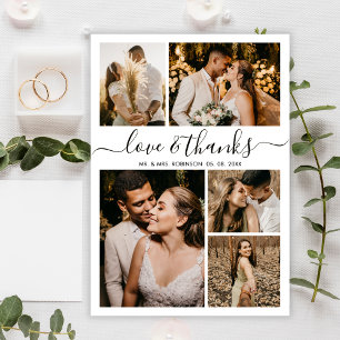Carte Postale Mariage 5 Photo Collage Amour et Merci Merci