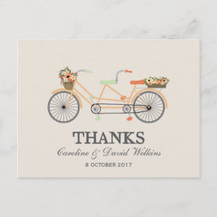 Carte postale Mariage à cycle Merci Couple