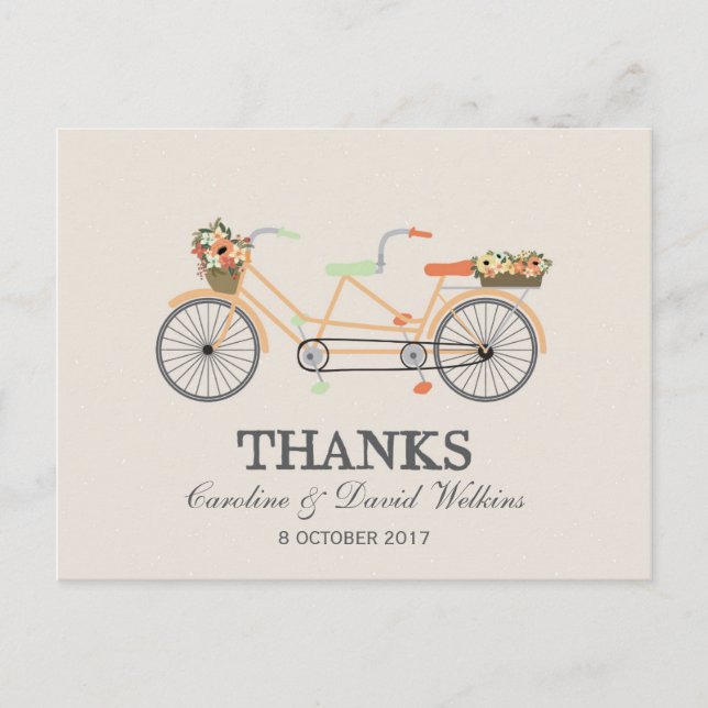 Carte postale Mariage à cycle Merci Couple (Devant)
