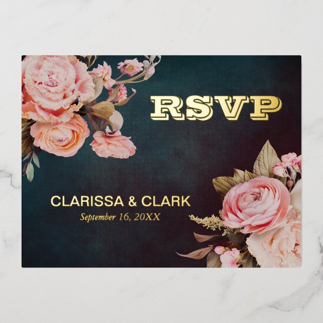 Carte postale Mariage à huile rose gras (Recto)