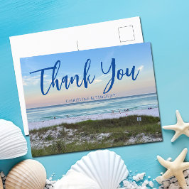 Carte Postale Mariage à la plage au coucher du soleil Remercieme