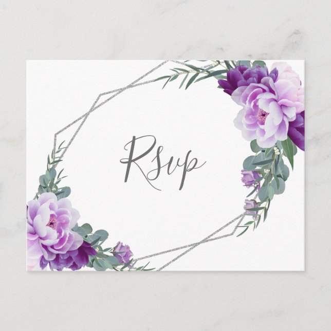 Carte Postale Mariage à l'Eucalyptus jaune argenté chic RSVP (Devant)