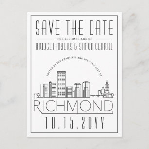 Carte Postale Mariage à Richmond   Skyline stylisé, Enregistrez 