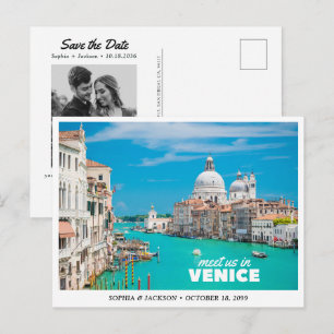 Carte Postale Mariage à Venise Italie Enregistrez la date Rétro