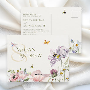 Carte Postale Mariage abeilles floraison florale esthétique