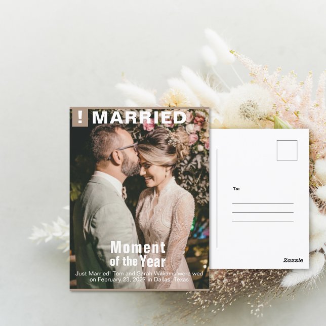 Carte Postale Mariage Ajouter Photo Fun Magazine Couverture (Wedding Add Photo Fun Magazine Cover Postcard (front and back))
