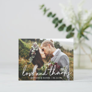 Carte Postale Mariage Amour et Merci Écriture Manuscrite